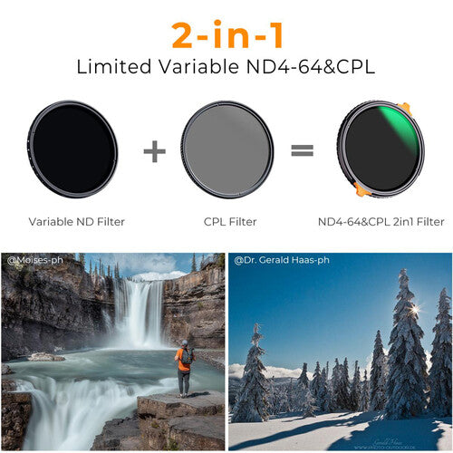 K&F Concept Nano-X Series 2-in-1 Variable ND ( ND4-64 ) & CPL Filter (2 to 6-Stop)