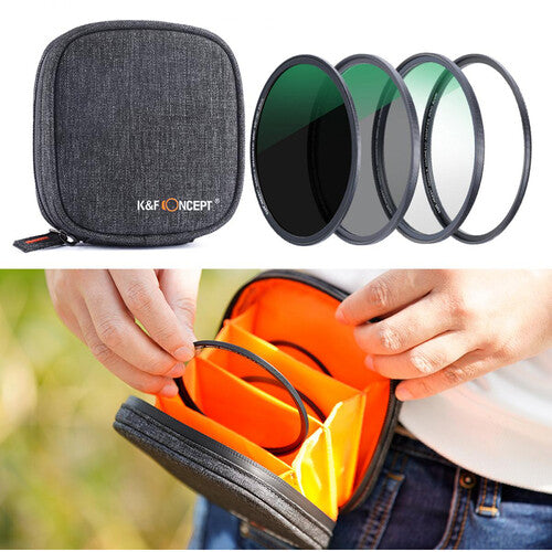 K&F 3pcs Professional Lens Filter Kit (MCUV/CPL/ND4) + Filter Pouch