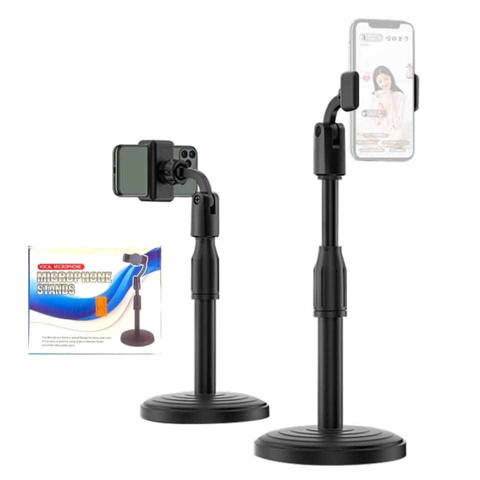 Vocal Microphone Stand Holder For Mobile Phone Black