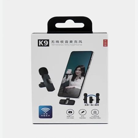 K9 2.4G Dual Wireless Lavalier Clip-on Microphone, Omnidirectional Wireless Mic