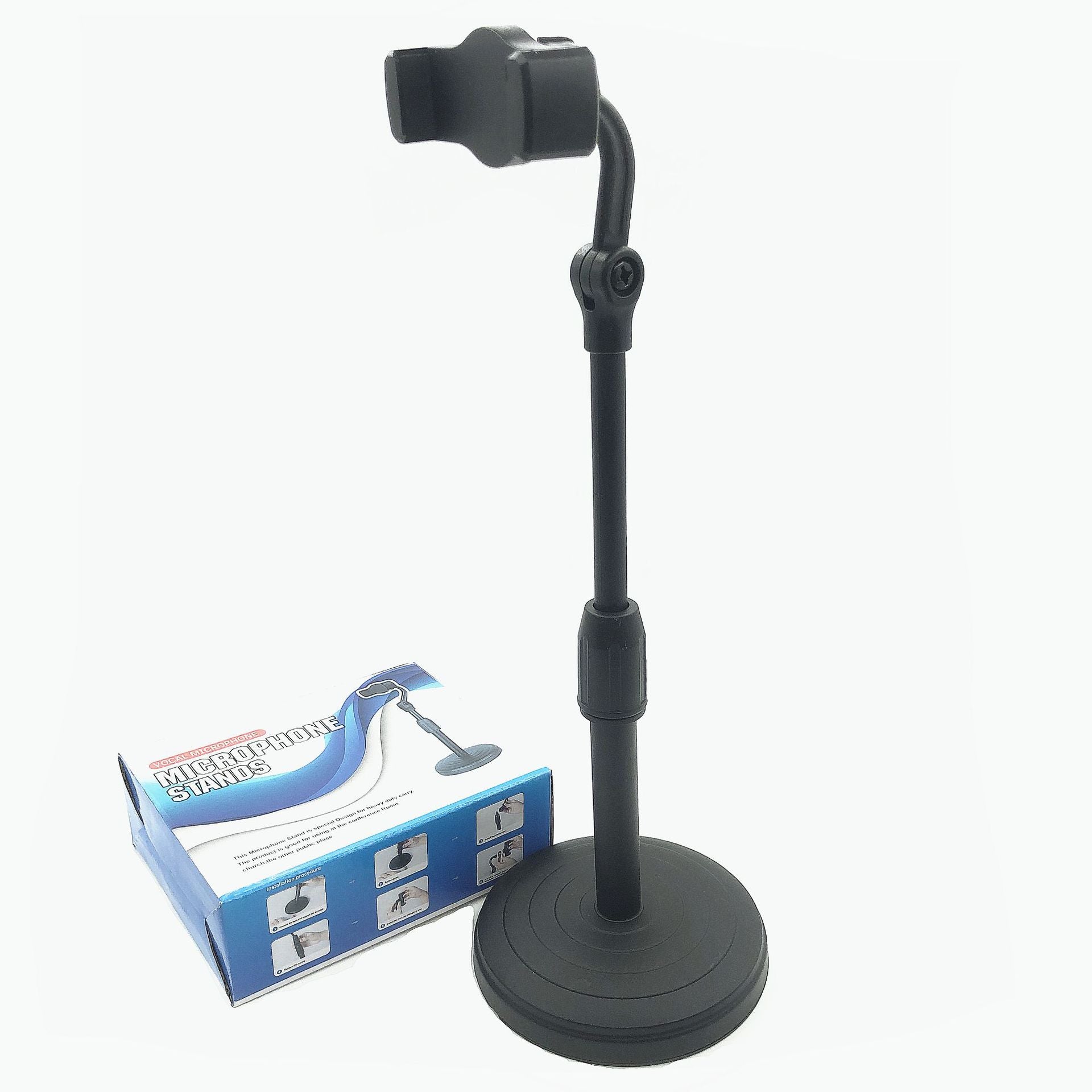 Vocal Microphone Stand Holder For Mobile Phone Black