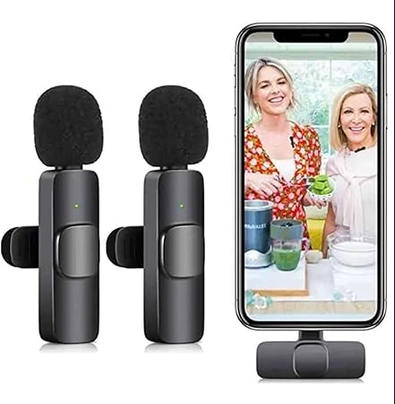 K9 2.4G Dual Wireless Lavalier Clip-on Microphone, Omnidirectional Wireless Mic