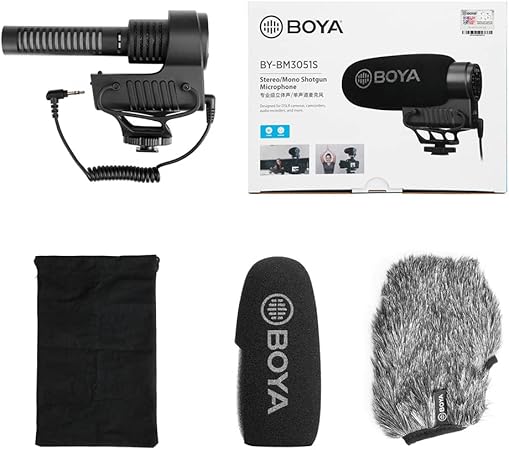 Boya BY-BM3011 Microphone On Camera With Foam Mic Windscreen And Plastic Stand - Black