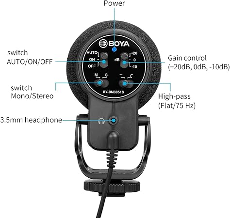 Boya BY-BM3011 Microphone On Camera With Foam Mic Windscreen And Plastic Stand - Black