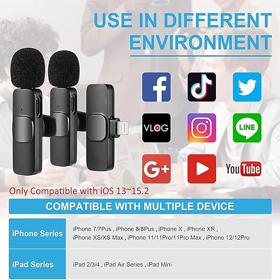 General K10 K2 Lavalier Microphone, Wireless Mini Microphone for iOS