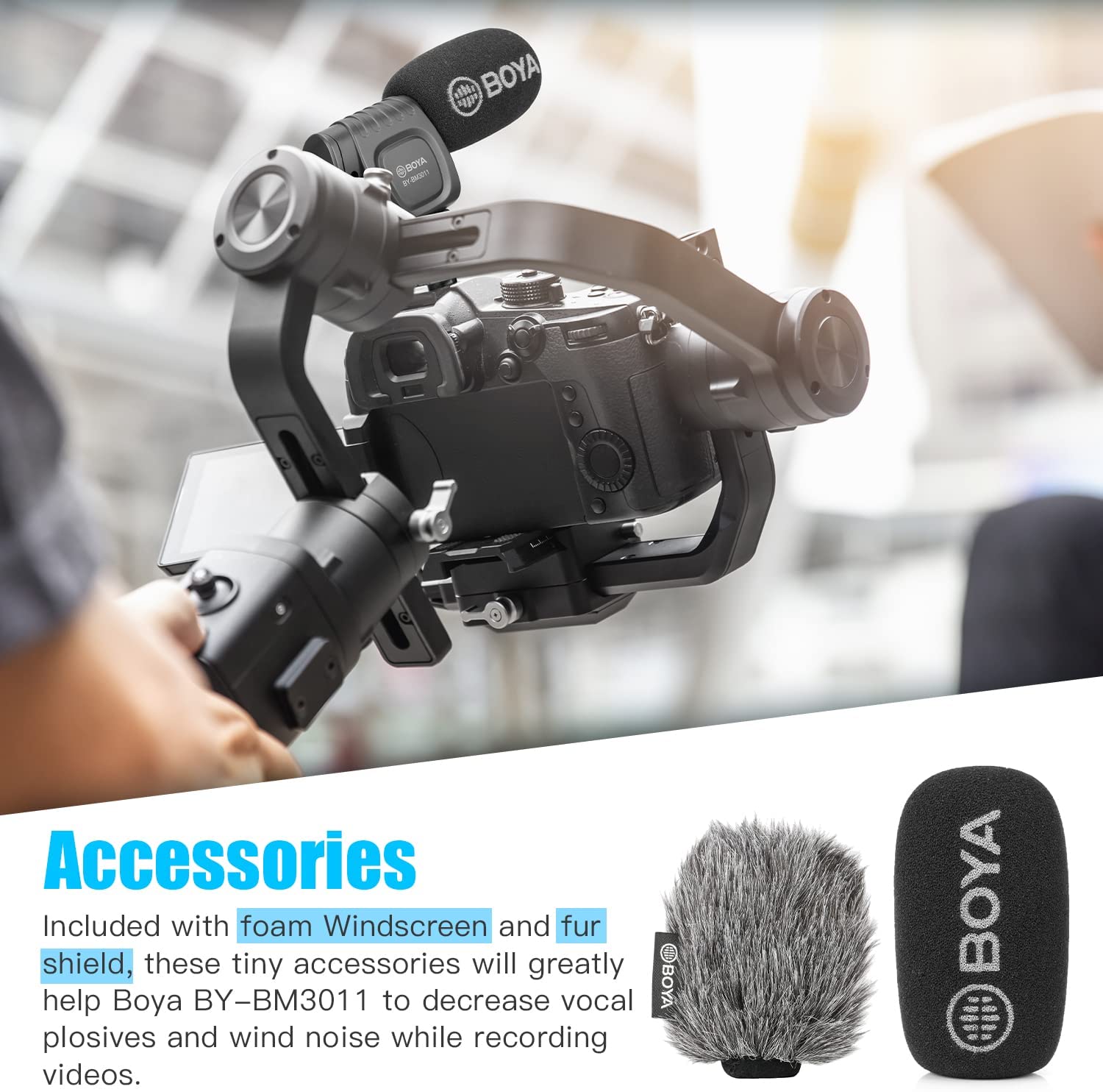 BOYA BY-BM3011 Camera Microphone,Shotgun Microphone with Shock Mount