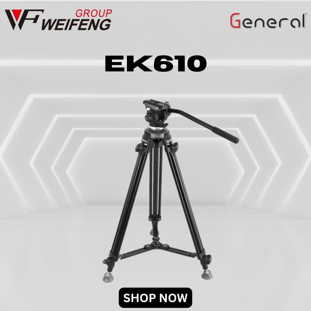 E-Image EK610 Professional Compact Tripod with Fluid Head (65mm)