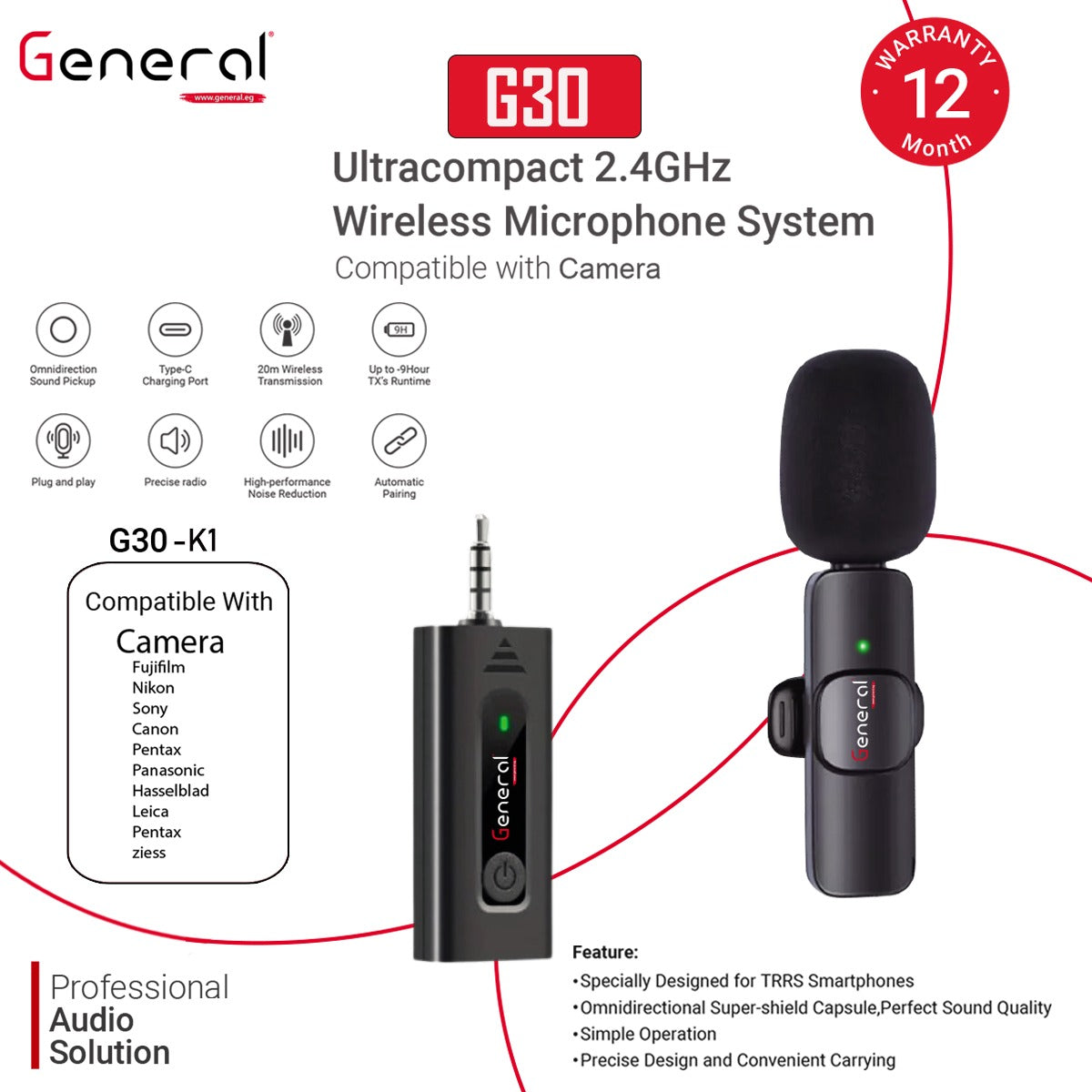 General Wireless G30 microphones  kit 1 for Iphone and (Type-C)