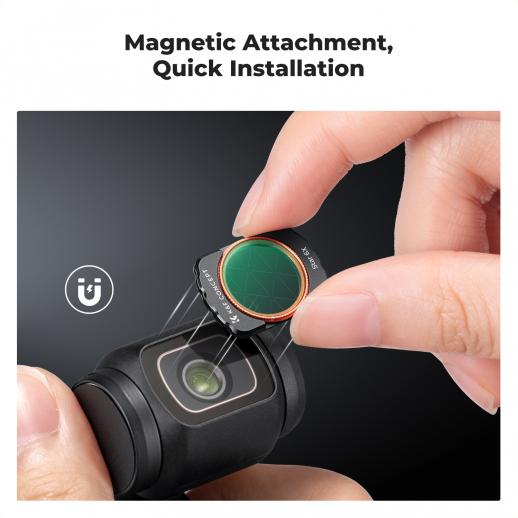 K&F Concept Magnetic Star Filter for DJI Osmo Pocket 3, 6 Points Cross Screen Starburst Sparkling Effect Lens Filter, Optical Glass/HD/Multi-Coated Filters