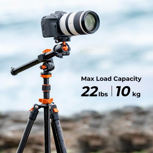 K&F 2m Overhead Aluminum Tripod Compact Portable Tripod Monopod 10kg Load with Rotatable 360° Center Column K234A7+BH-28L