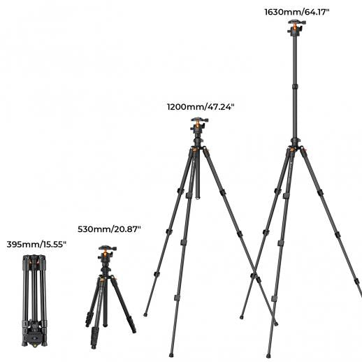 k&F 1.6m Lightweight Aluminum Compact Camera Tripod Flexible & Portable 8kg Load +BH-28L