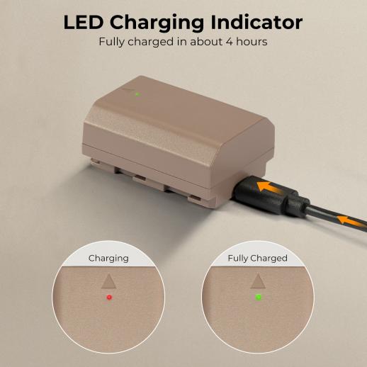 NP-FZ100 Battery with USB Type C Fast Charging, 2280mAh Camera Battery for Sony A7iii, Alpha A7R3, A6600, A7R IV, Alpha a9 II, No Charger Needed