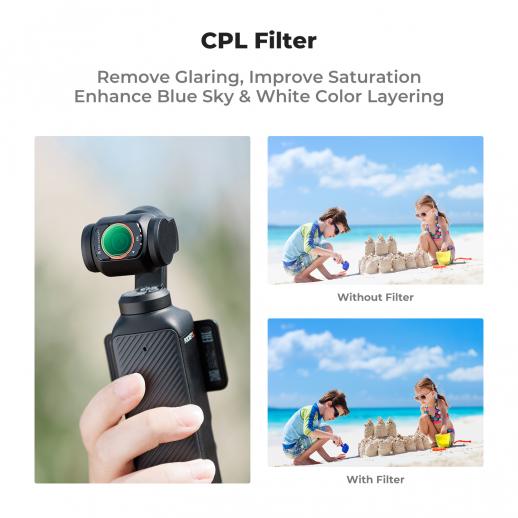 K&F DJI Osmo Pocket 3 Filter Magnetic CPL + Black Mist 1/4 + ND2-32 Filter Set, Multi-Coated/HD Optical Glass/Gimbal Compatible